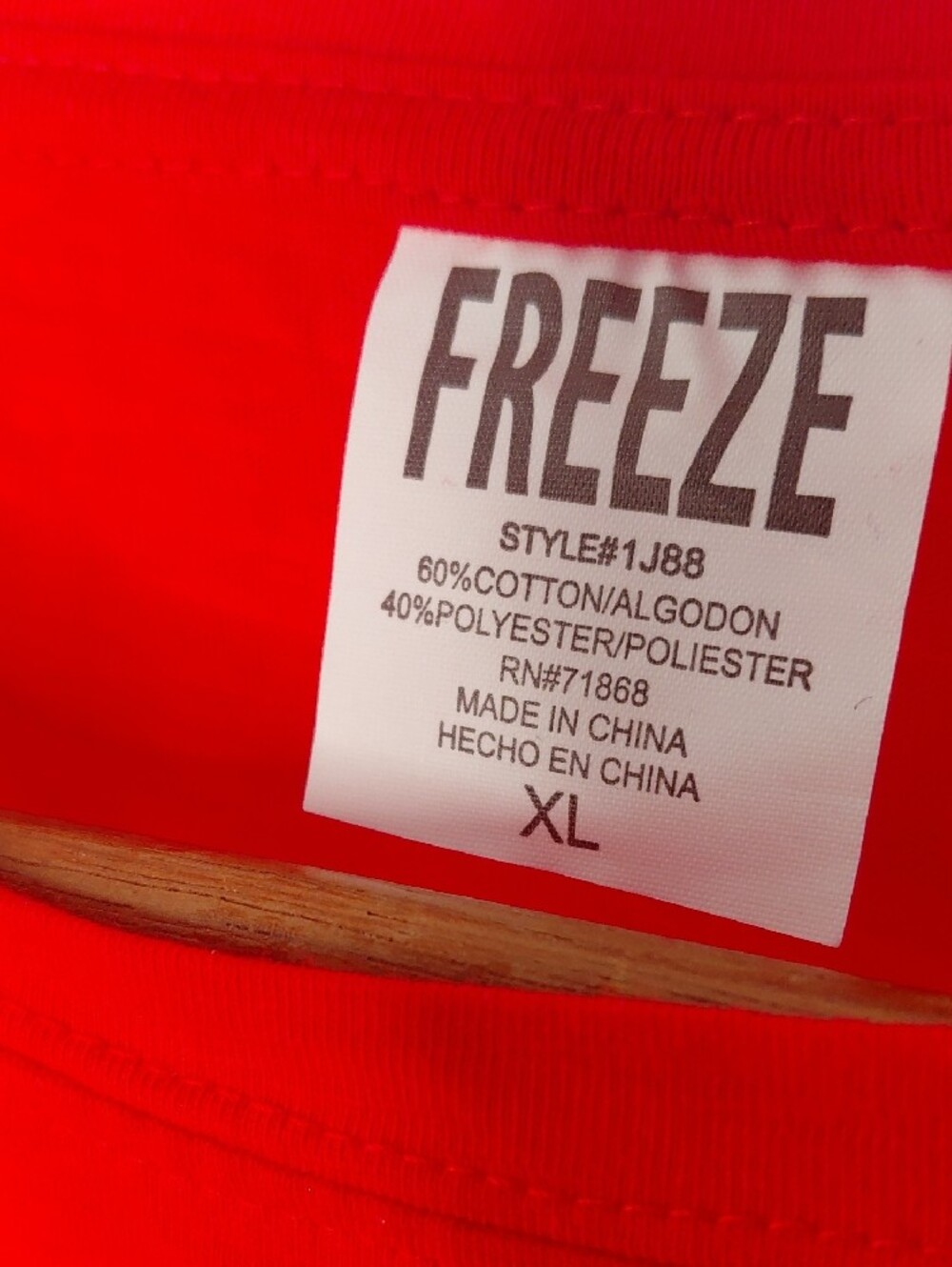 Freeze Bright Red Tee with Rainbow Sleeve Stripes - Picture 4 of 5